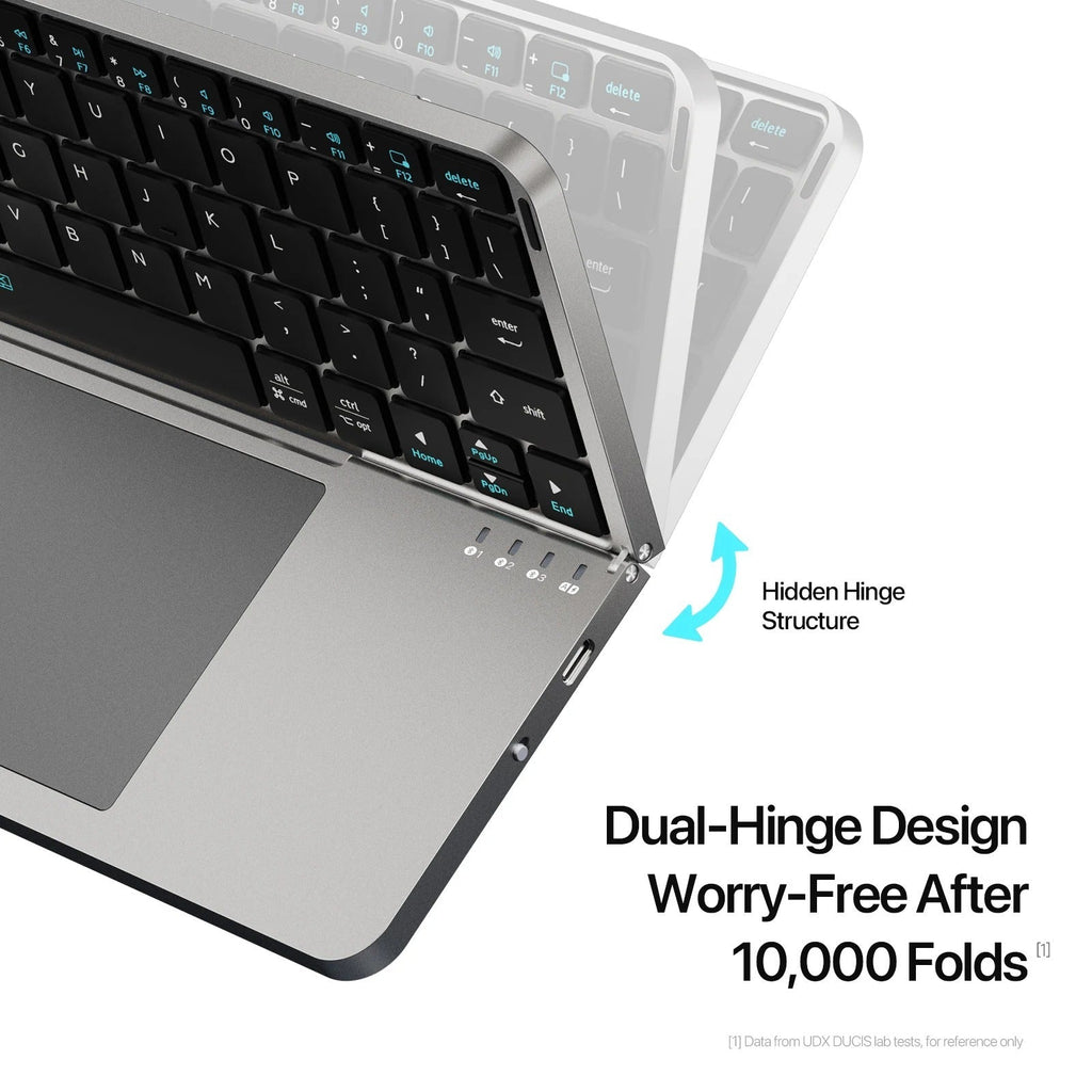 New Multifunctional Model Foldable Bluetooth 5.0 Keyboard with Touchpad & Phone Holder For Phones Tablets PC